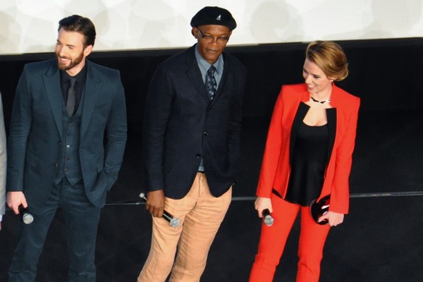 Chris Evans, Samuel L. Jackson et Scarlett Johansson