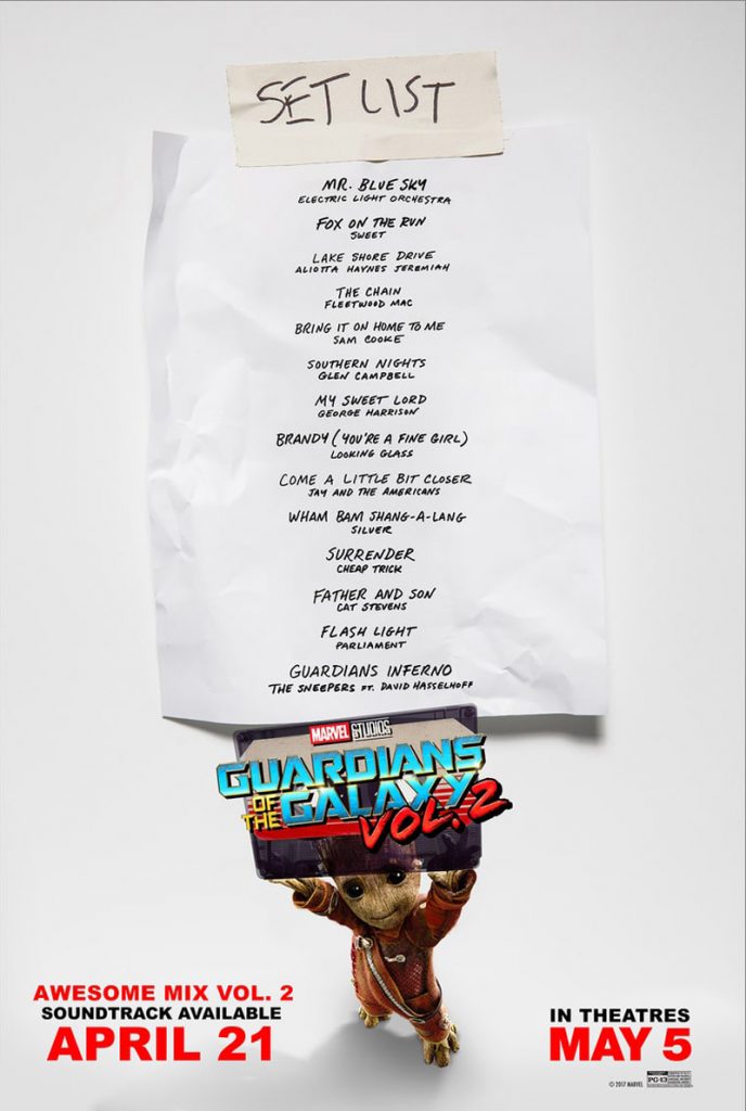 Les Gardiens de la Galaxie Vol.2 : la liste des chansons de l'Awesome Mix Vol. 2 !