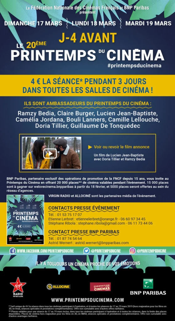 Le programme du Printemps du cinéma 2019 !